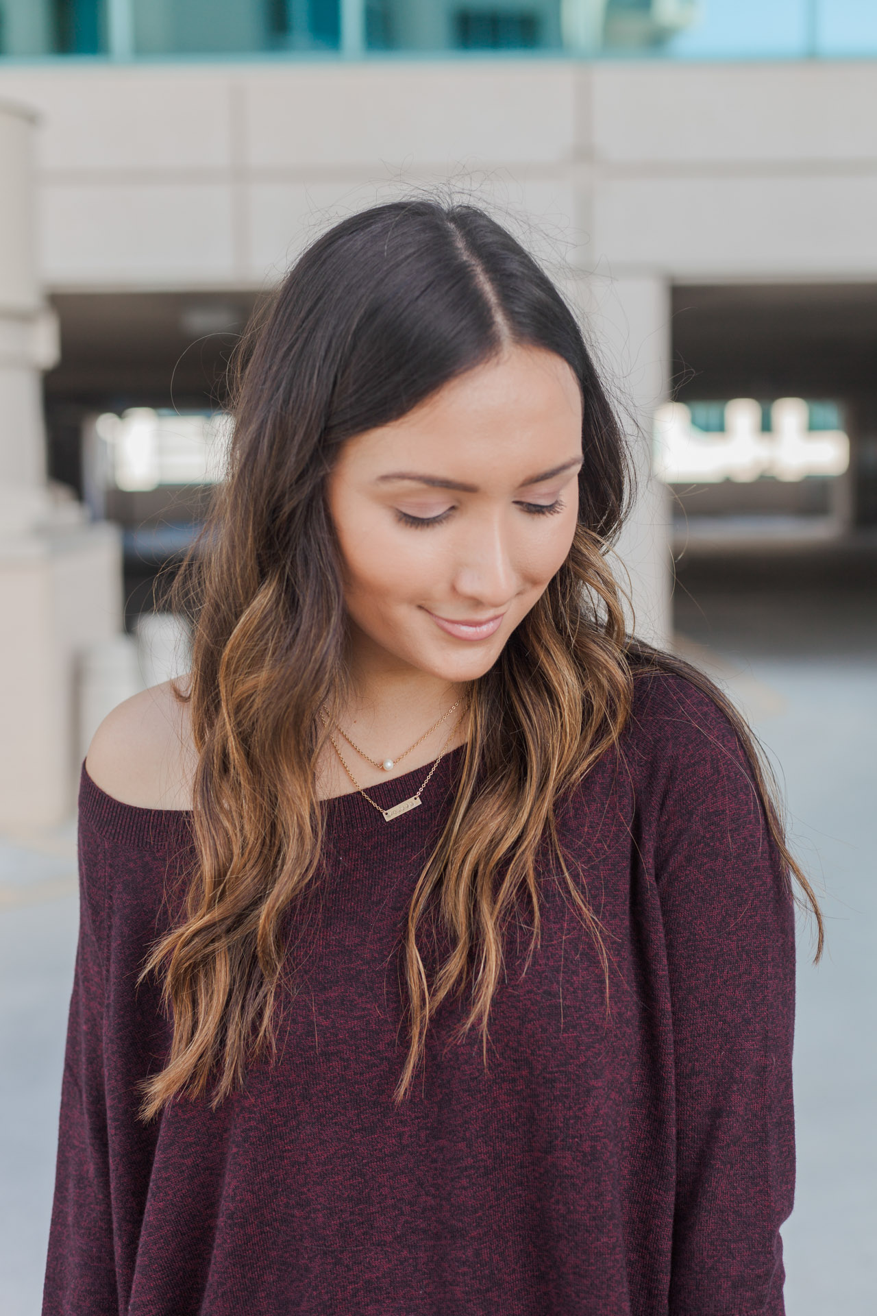 Burgundy sweater under $60 from Express