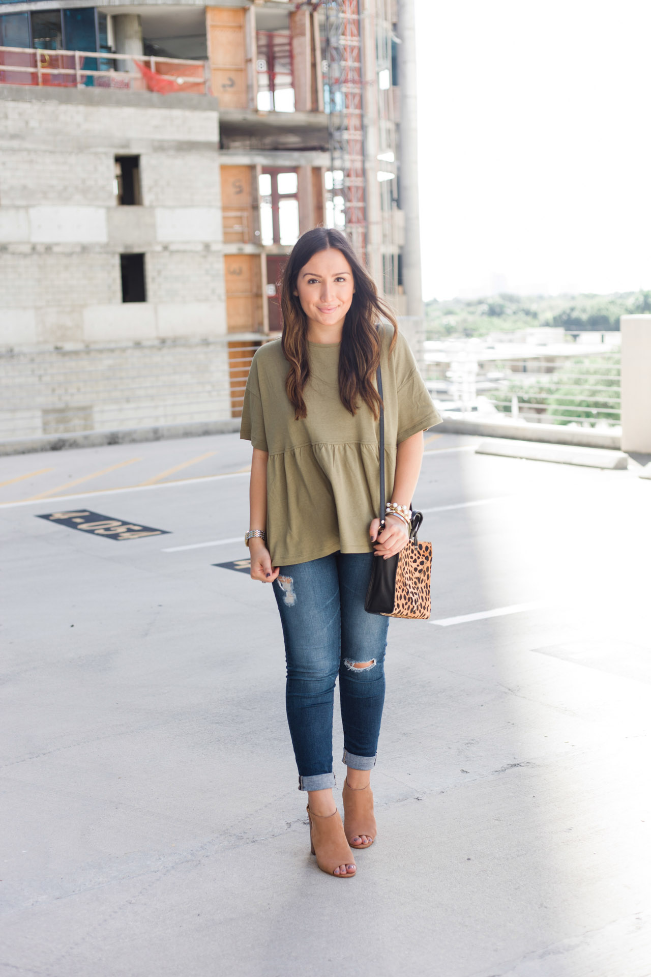 Olive Green Peplum Top