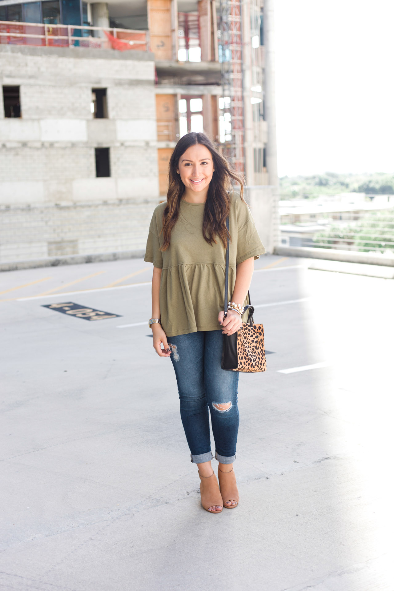 Olive Green Peplum Top