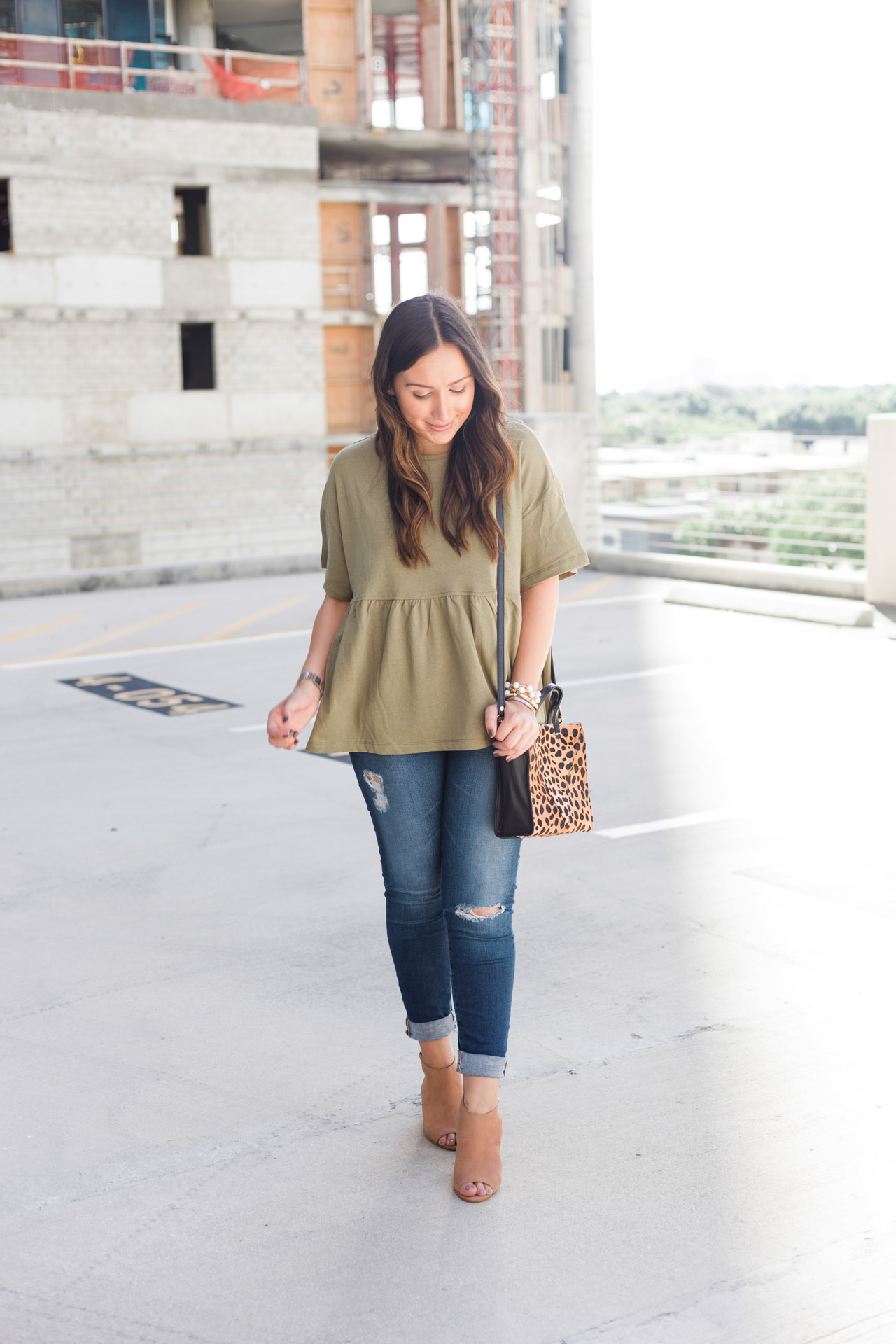 Olive Green Peplum Top