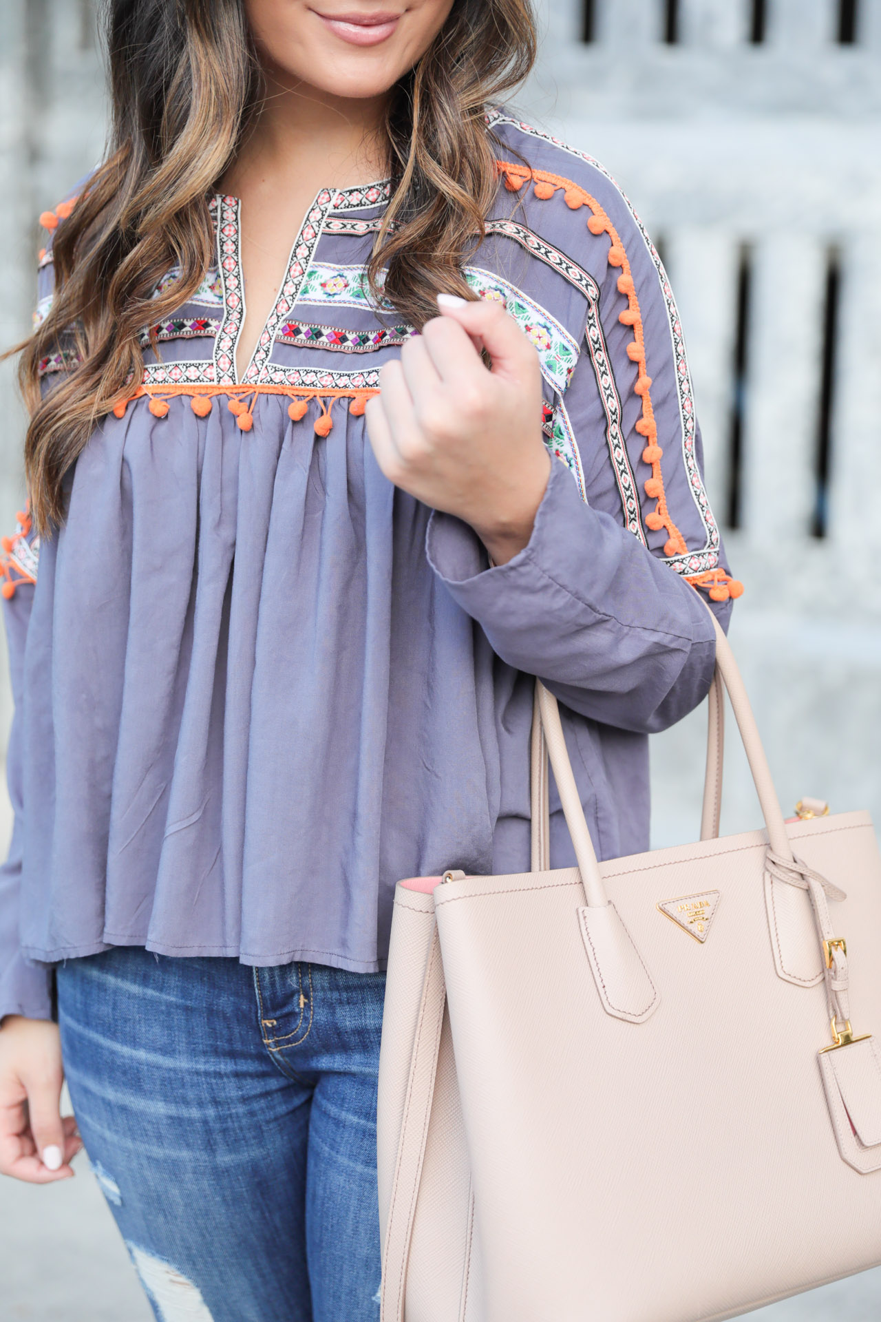 Grey babydoll blouse under $20