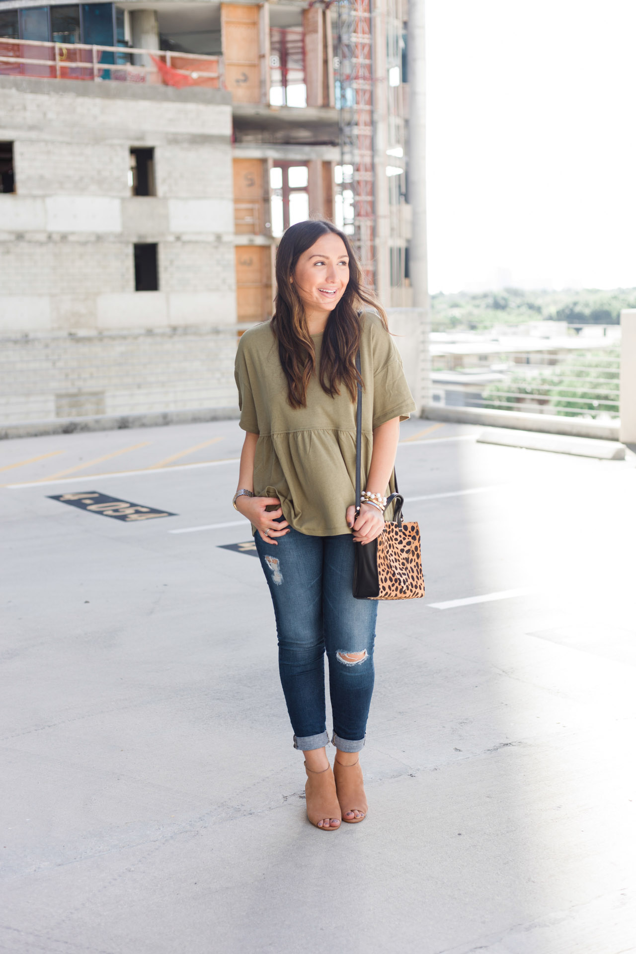 Olive Green Peplum Top