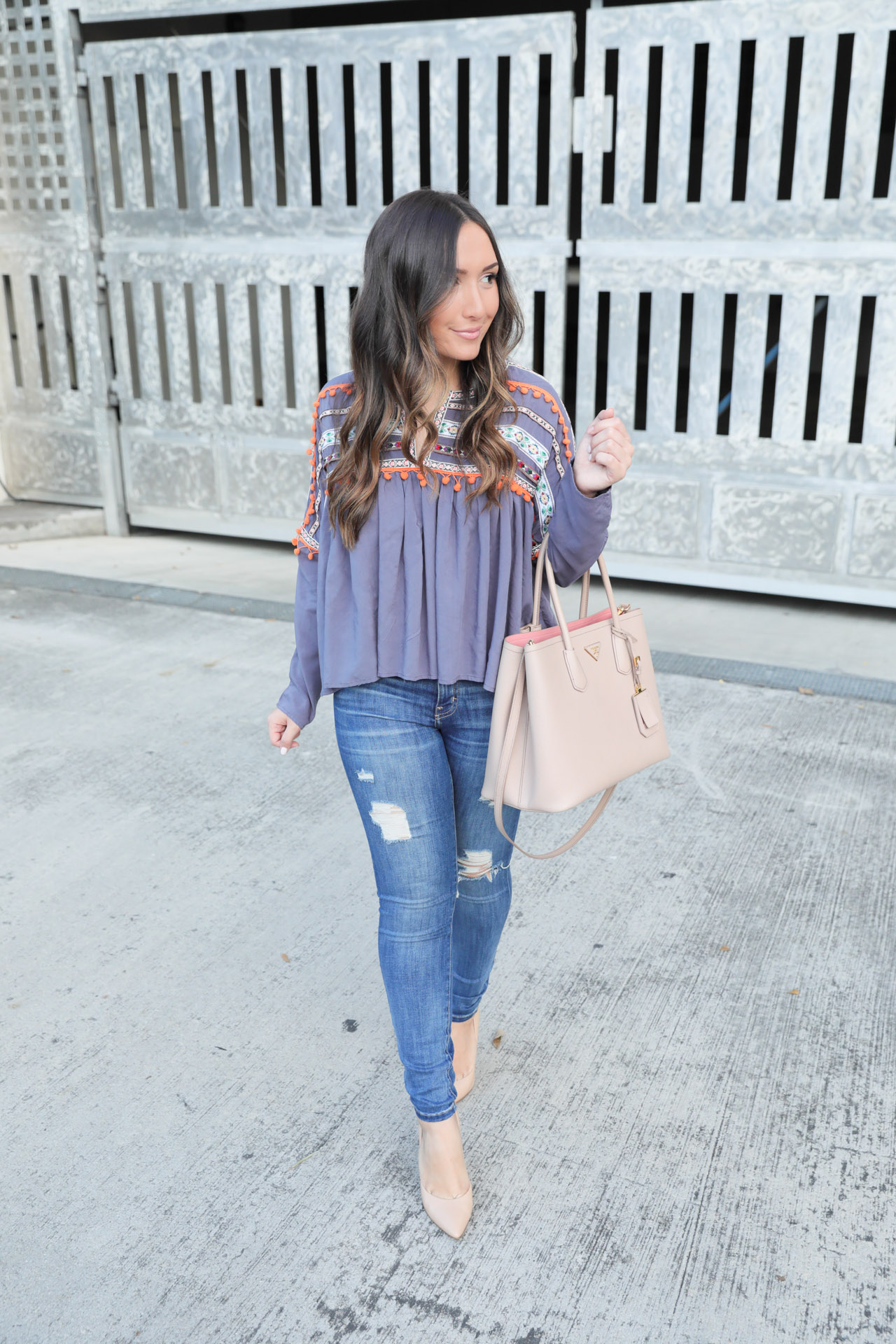 Grey babydoll blouse under $20