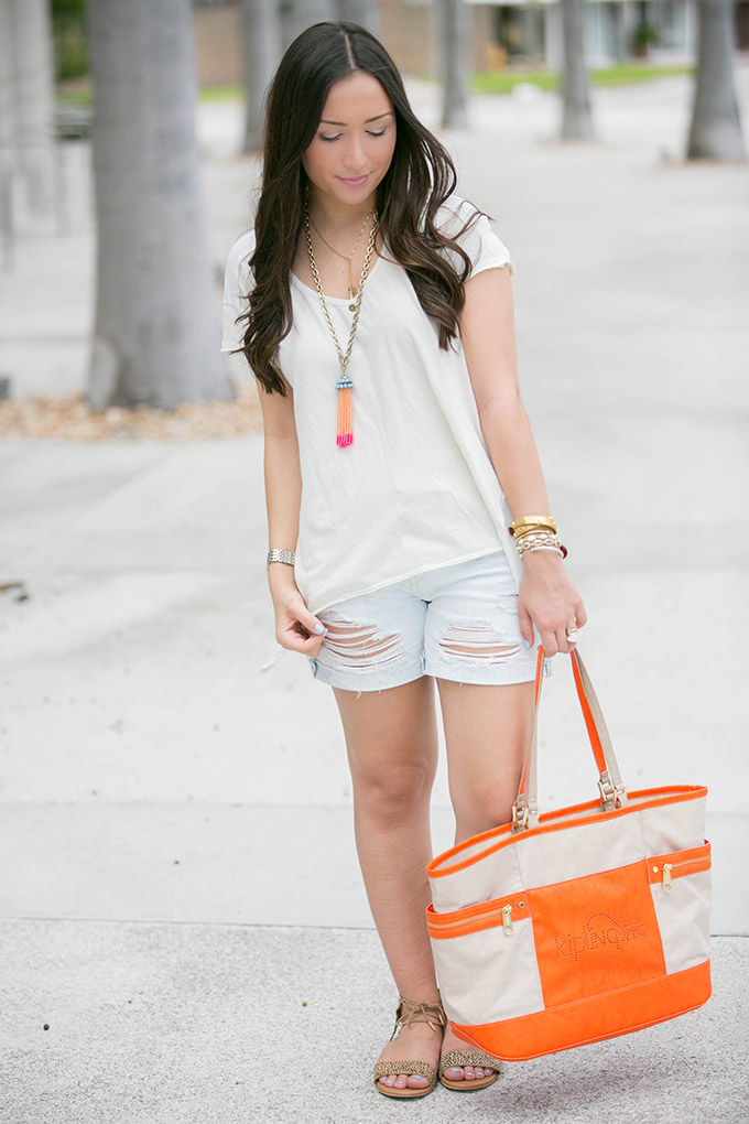 white-tee-and-jean-shorts